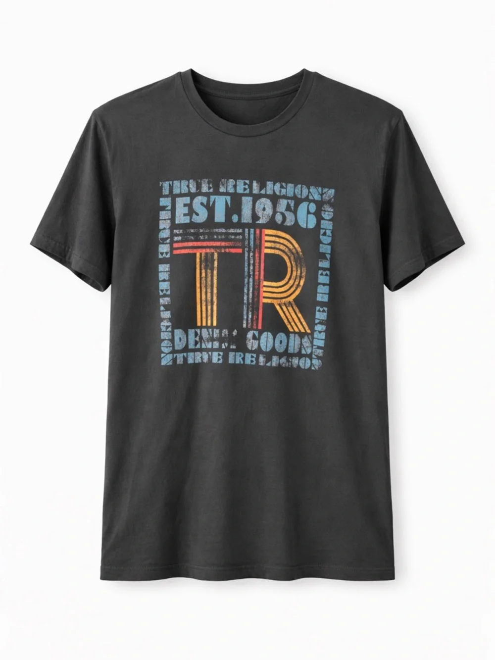 True Religion Charcoal Tee with Vintage TR Logo